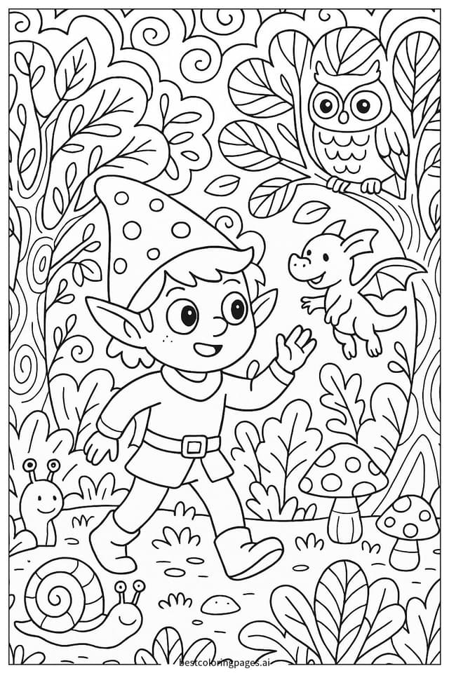 Sprunki's Adventure in a Whimsical Forest Coloring Page