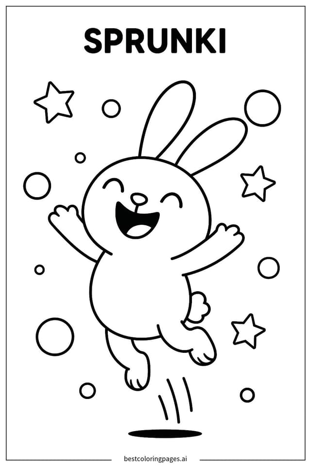 Sprunki's Joyful Leap Coloring Page