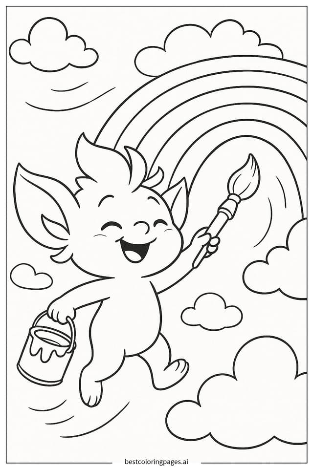 Sprunki's Magical Rainbow Adventure Coloring Page