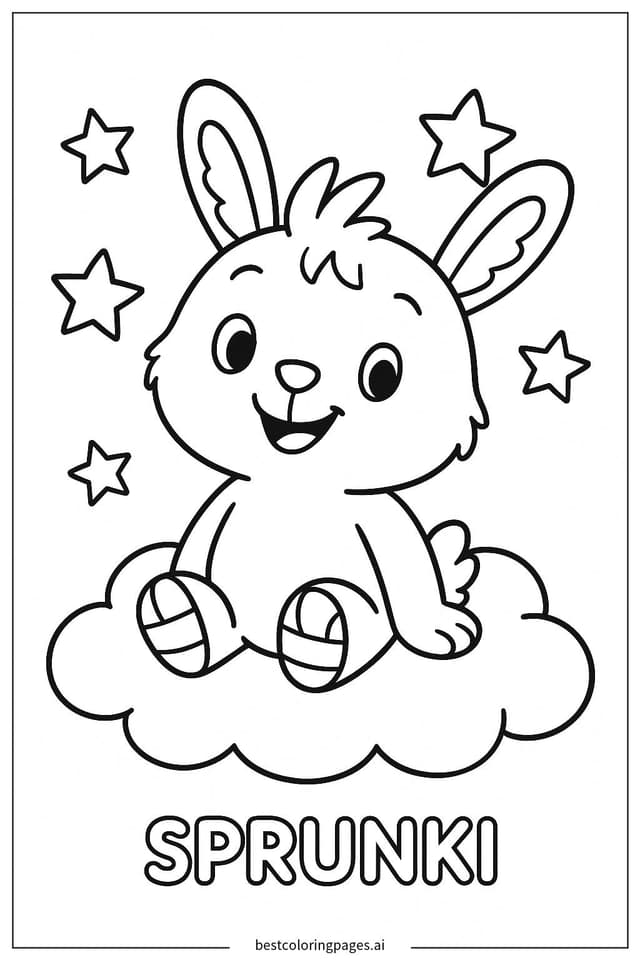Sprunki Sitting on a Cloud Coloring Page