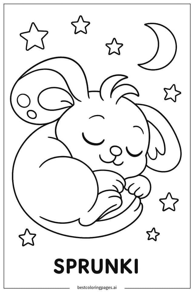 Sprunki's Peaceful Slumber Coloring Page