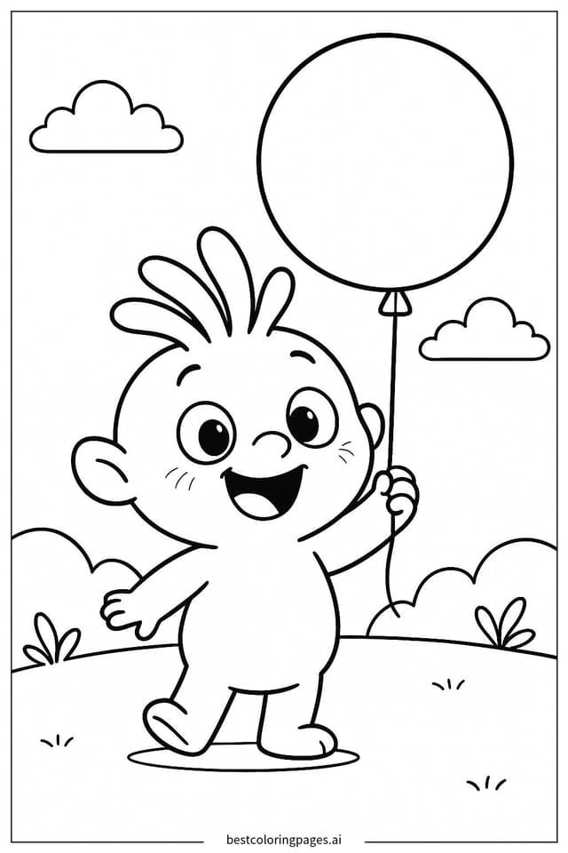 Sprunki with a Balloon Coloring Page