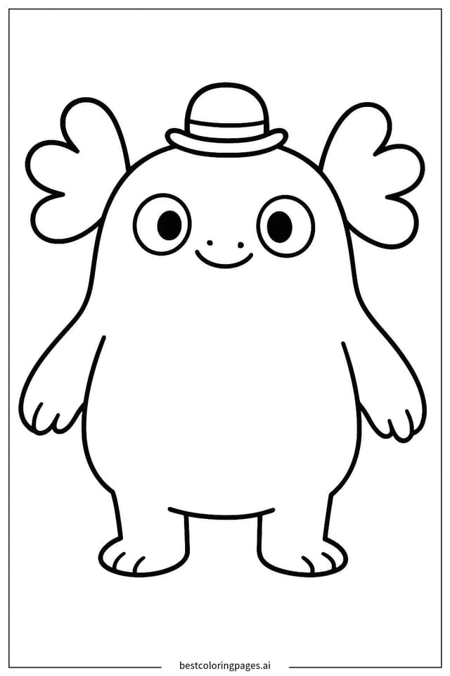 Sprunki Wearing a Tiny Hat Coloring Page