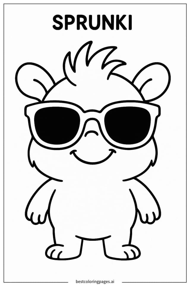 Sprunki in Cool Sunglasses Coloring Page