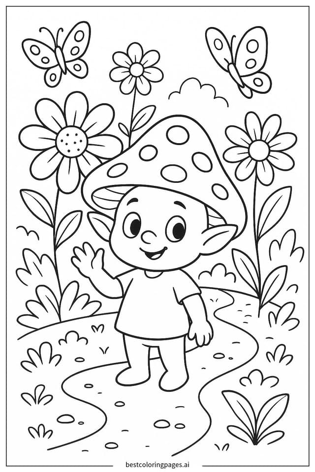 Sprunki's Enchanted Flower Garden Coloring Page