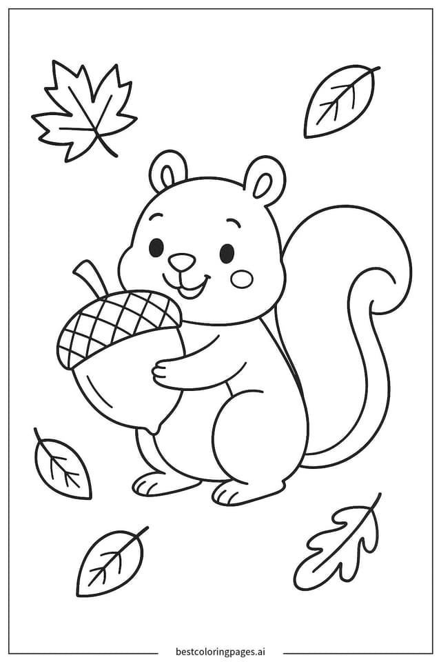 Eichhörnchen mit Eichel Ausmalbilder