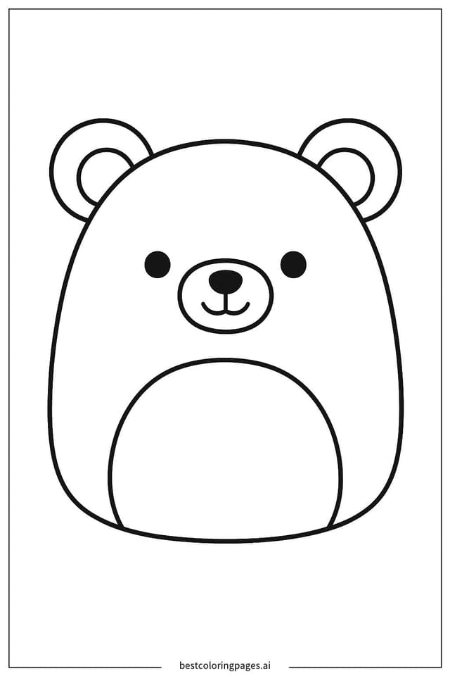 Smiling Squishmallow Bear Coloring Page