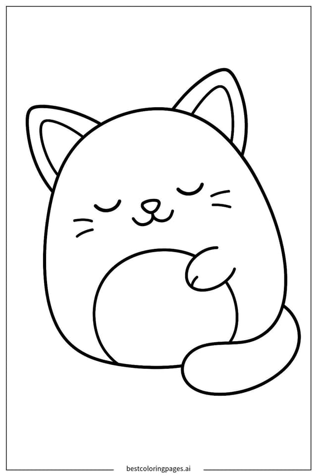 Squishmallow Cat Sleeping Coloring Page