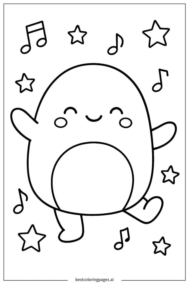 Squishmallow Dancing Delight Coloring Page