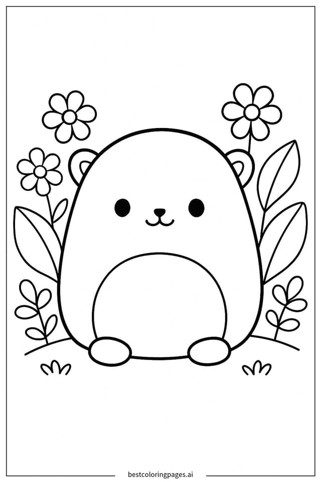 Squishmallow in the Garden Coloring Page