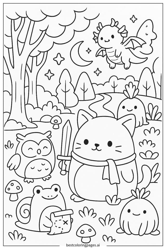 Squishmallow Magic Forest Quest Coloring Page