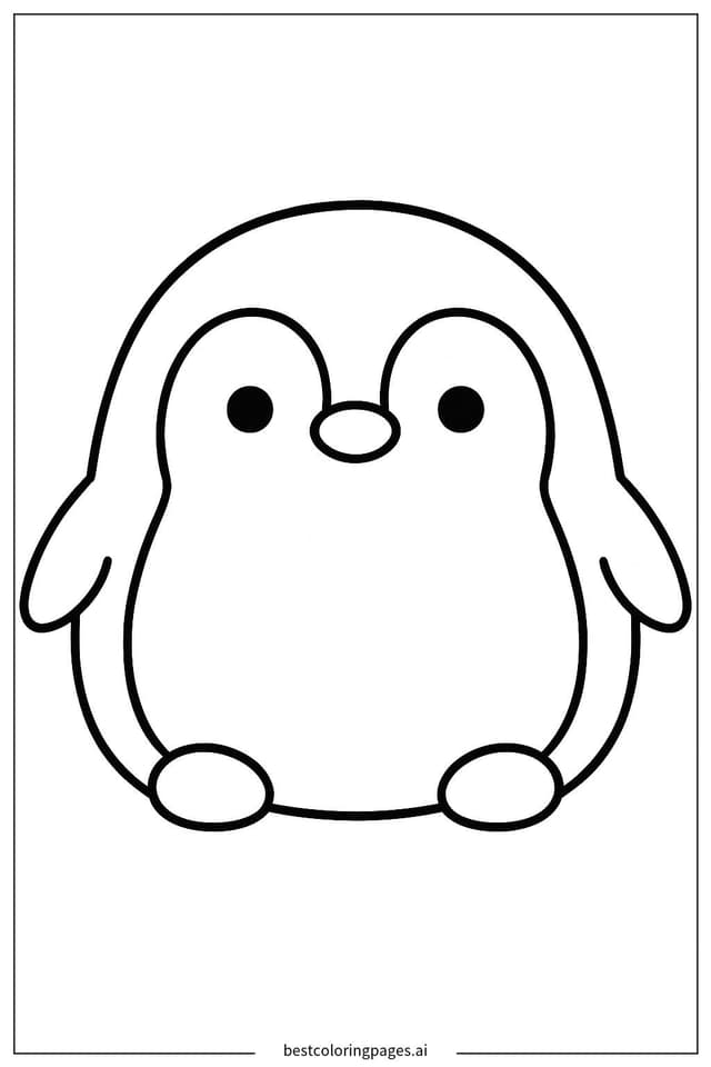 Cute Squishmallow Penguin Sitting Coloring Page