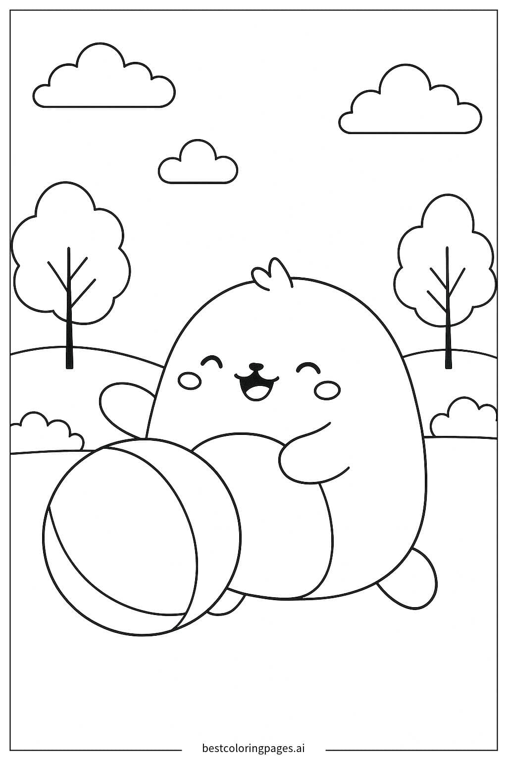 Squishmallow jugando con una pelota
