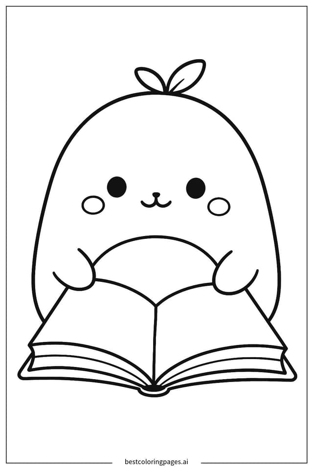 Squishmallow Enjoying a Book Coloring Page