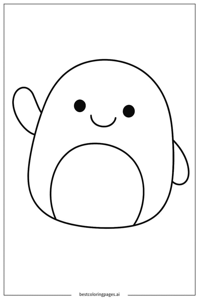 Friendly Squishmallow Waving Coloring Page