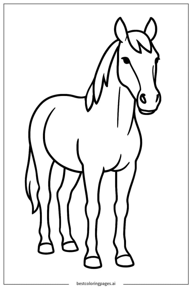 Majestic Standing Horse Portrait Coloring Page