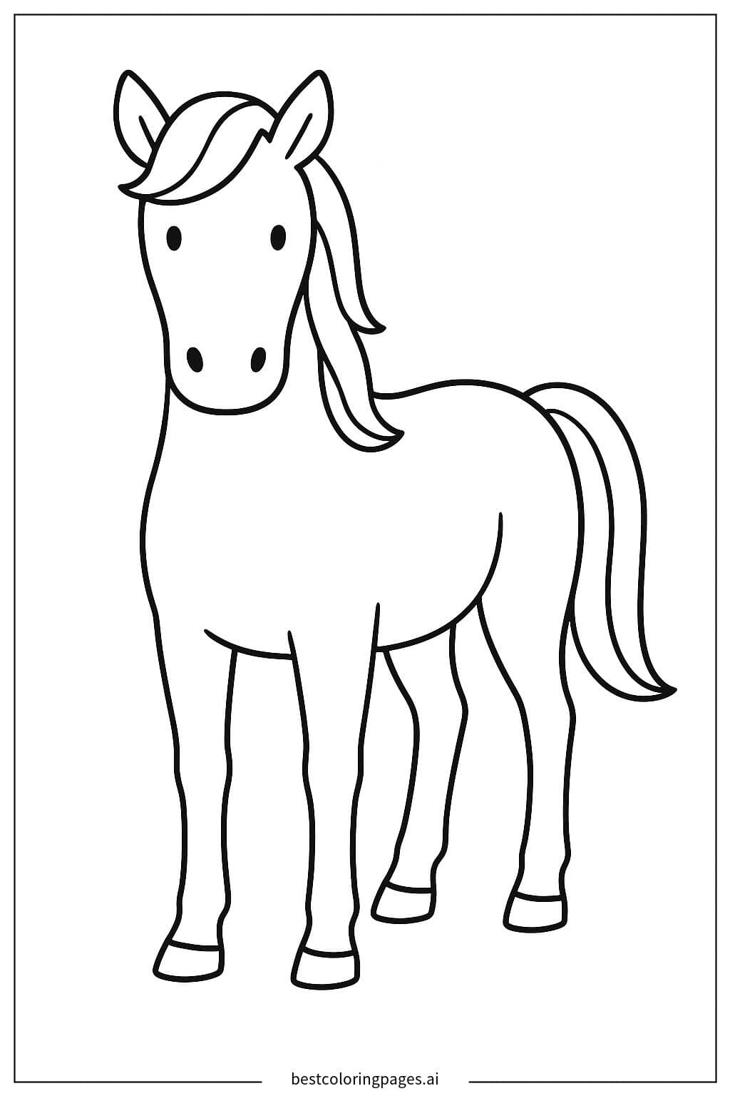 シンプルな姿勢の立ち馬 のぬりえ