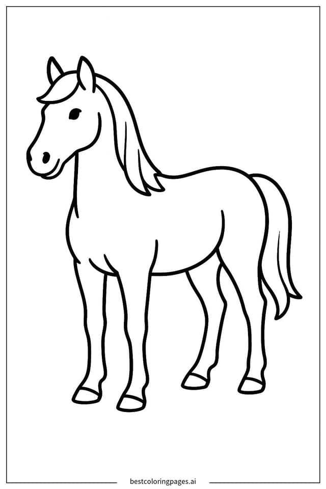 Majestic Standing Horse Coloring Page