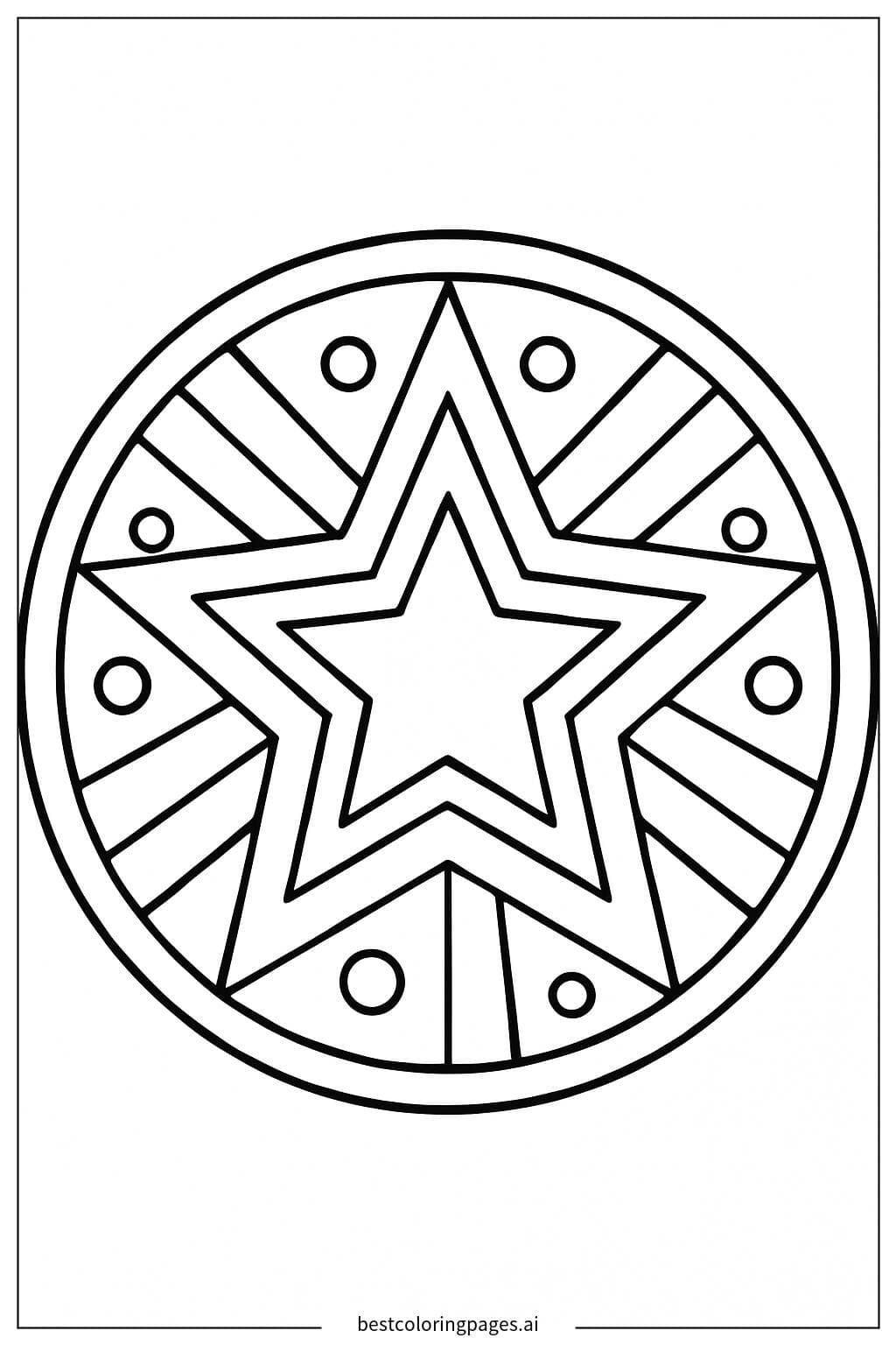 Star-Themed Mandala Coloring Page