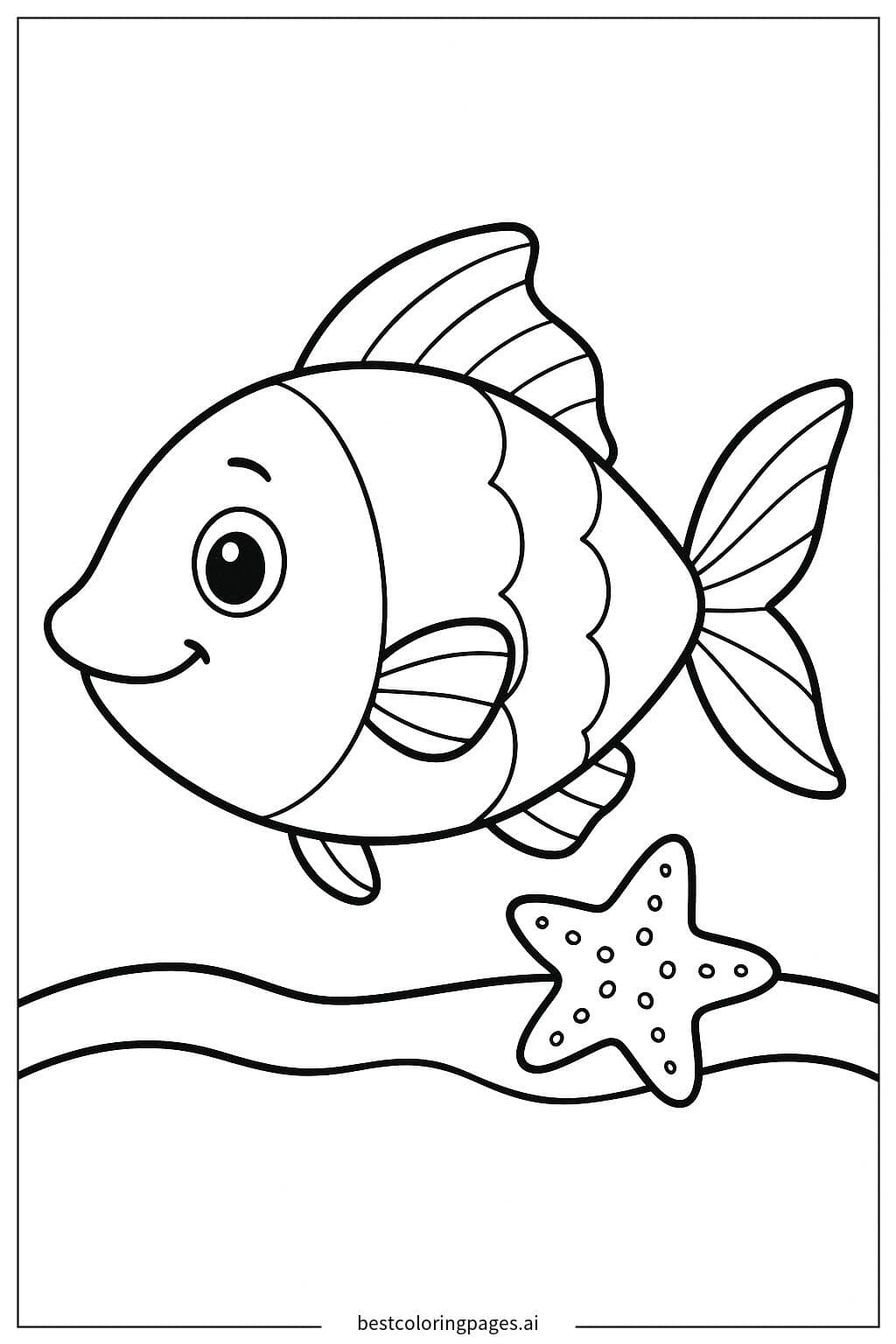 Starfish and Happy Fish on Sand