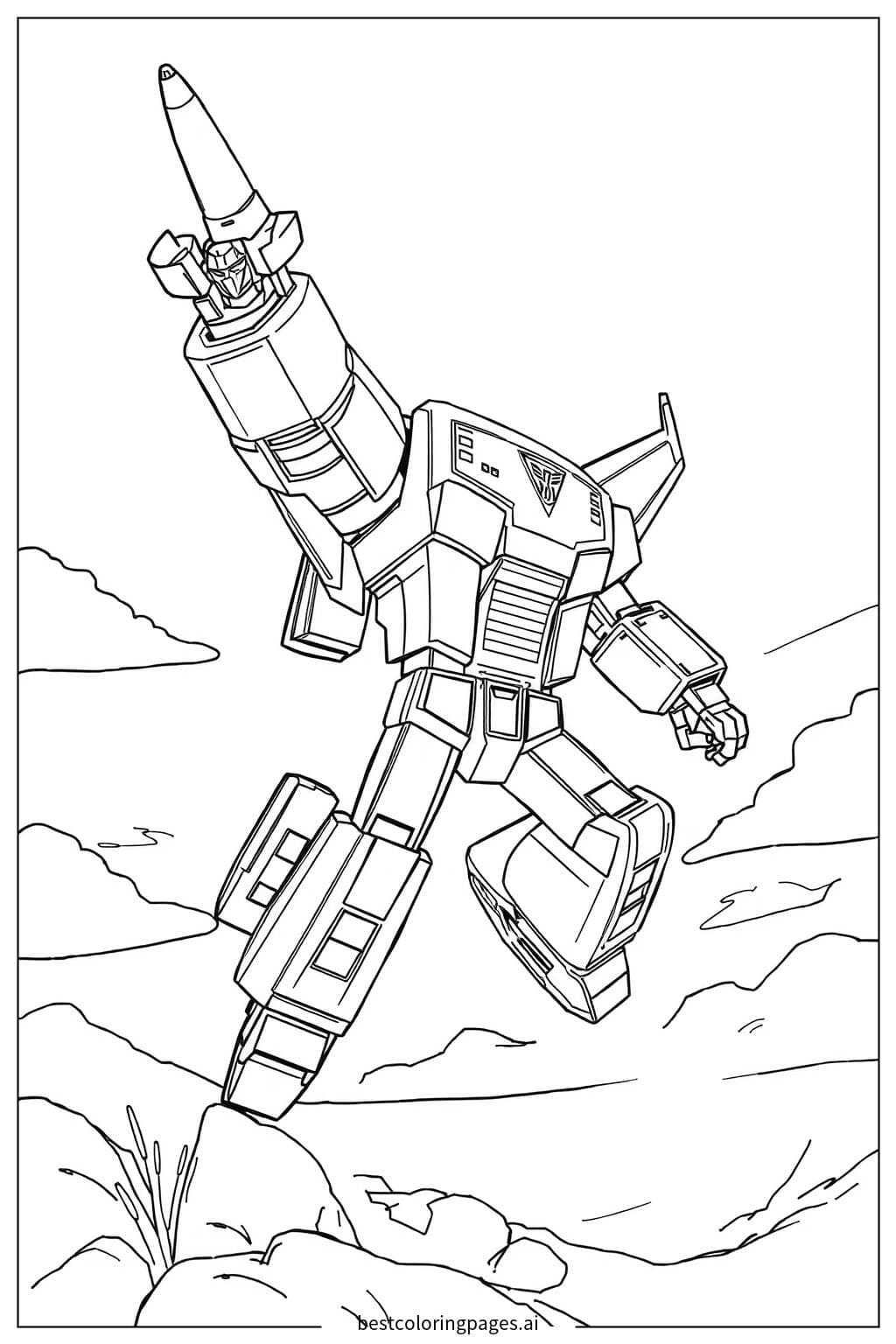 Starscream in Flight Coloring Page