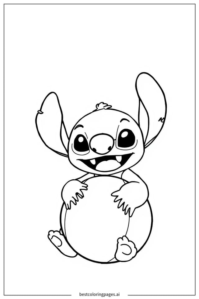 Dibujos de Stitch jugando con la pelota para Colorear