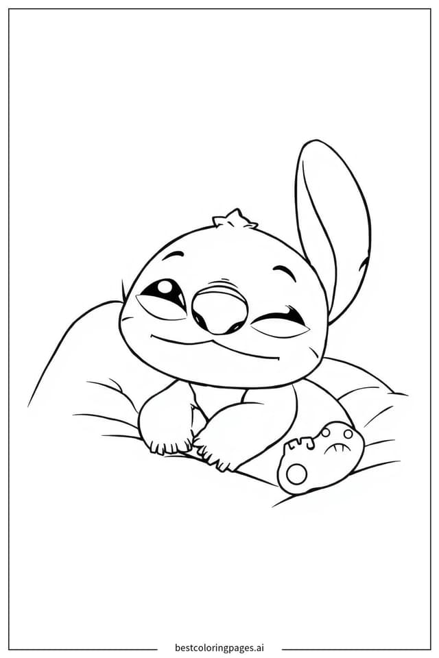 Dibujos de Stitch durmiendo tranquilamente para Colorear