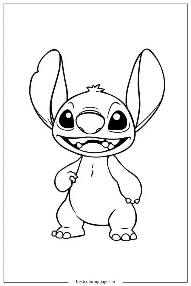Dibujos de Stitch de pie para Colorear