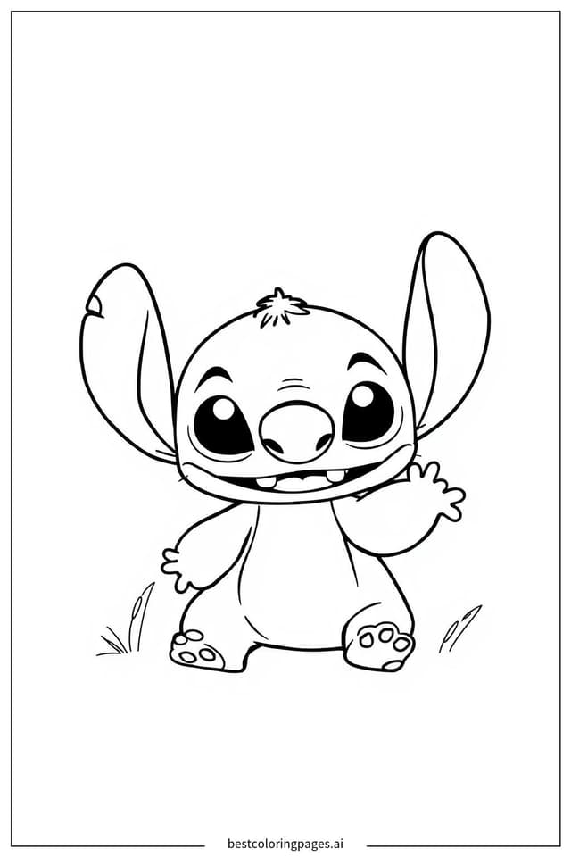 Dibujos de Stitch saludando para Colorear