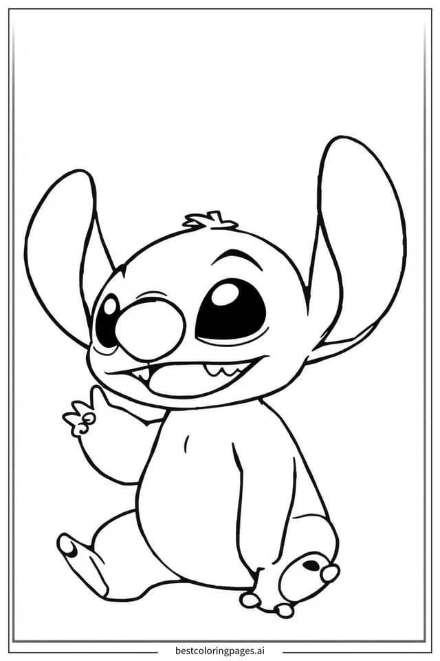 Dibujos de Stitch saludando para Colorear