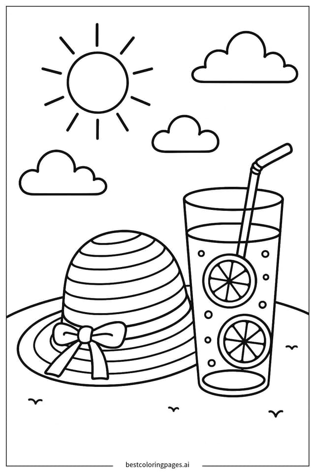 Strohhut mit Limonade Ausmalbilder
