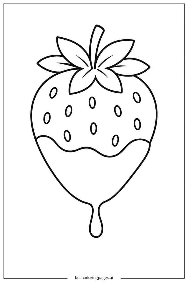 Disegni di Fragola immersa nel cioccolato da Colorare