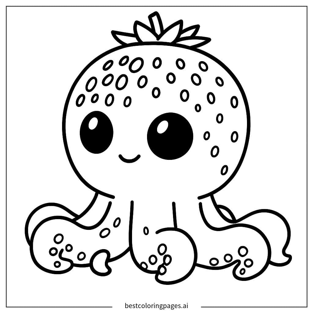 Erdbeer-Oktopus lächelt