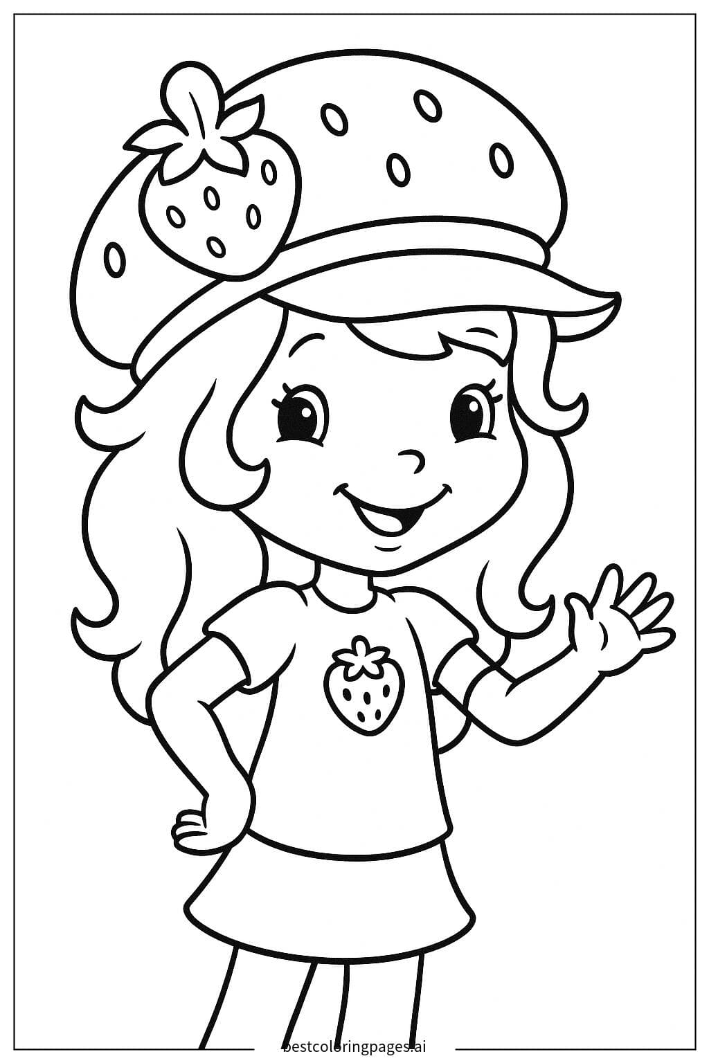 Strawberry Shortcake with Stylish Hat Coloring Page