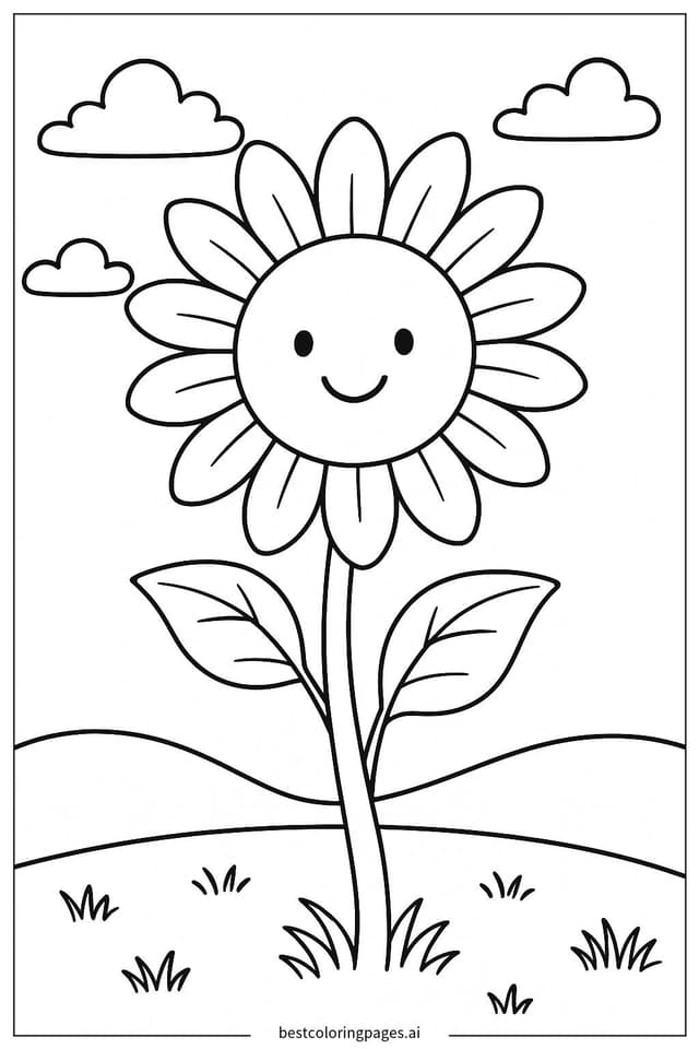 Lächelnde Sonnenblume Ausmalbilder