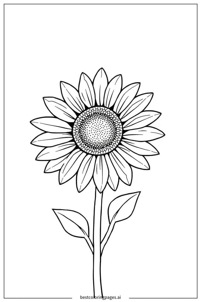 Sonnenblume mit einfachem Stiel Ausmalbilder