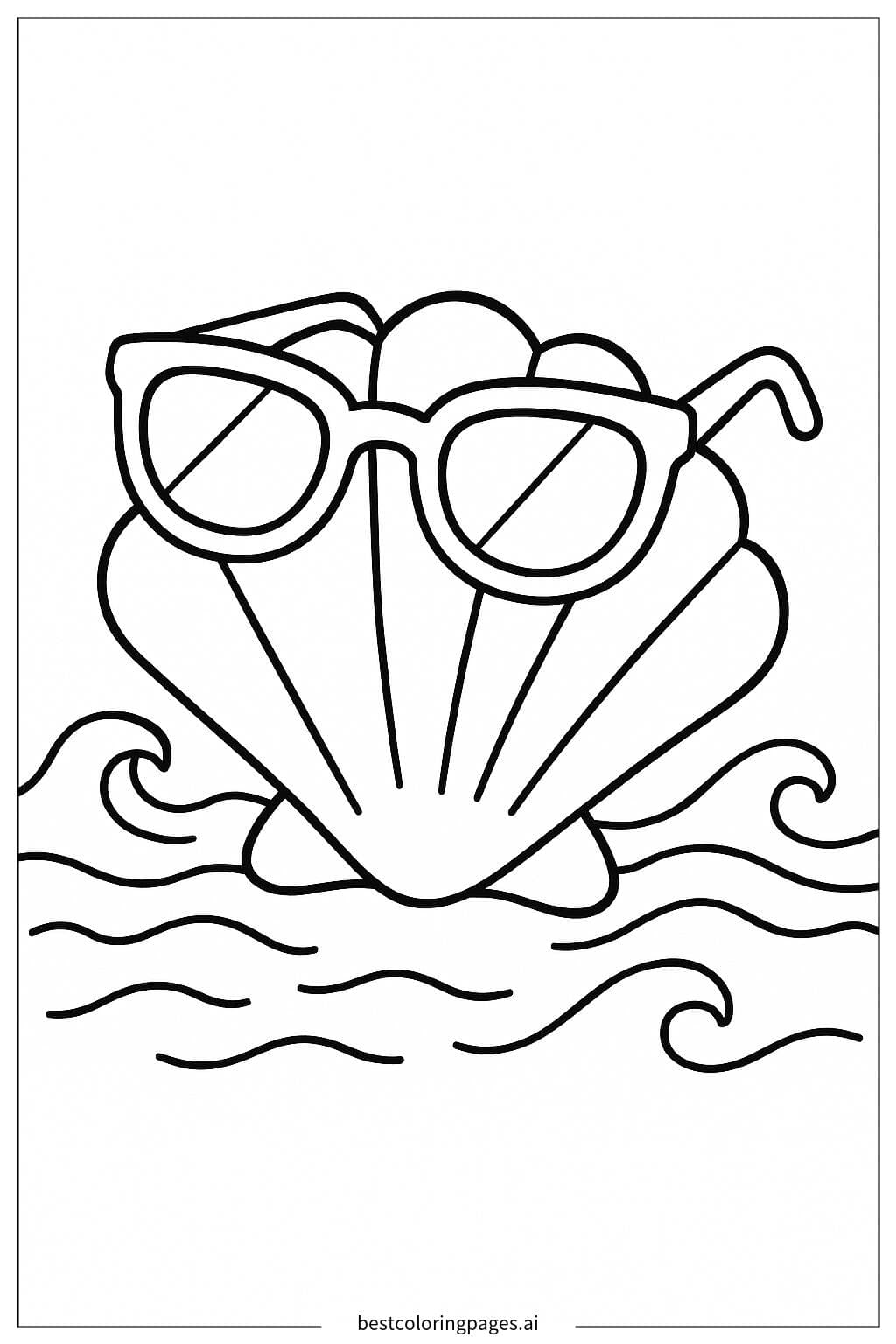 Sonnenbrille auf Muschel