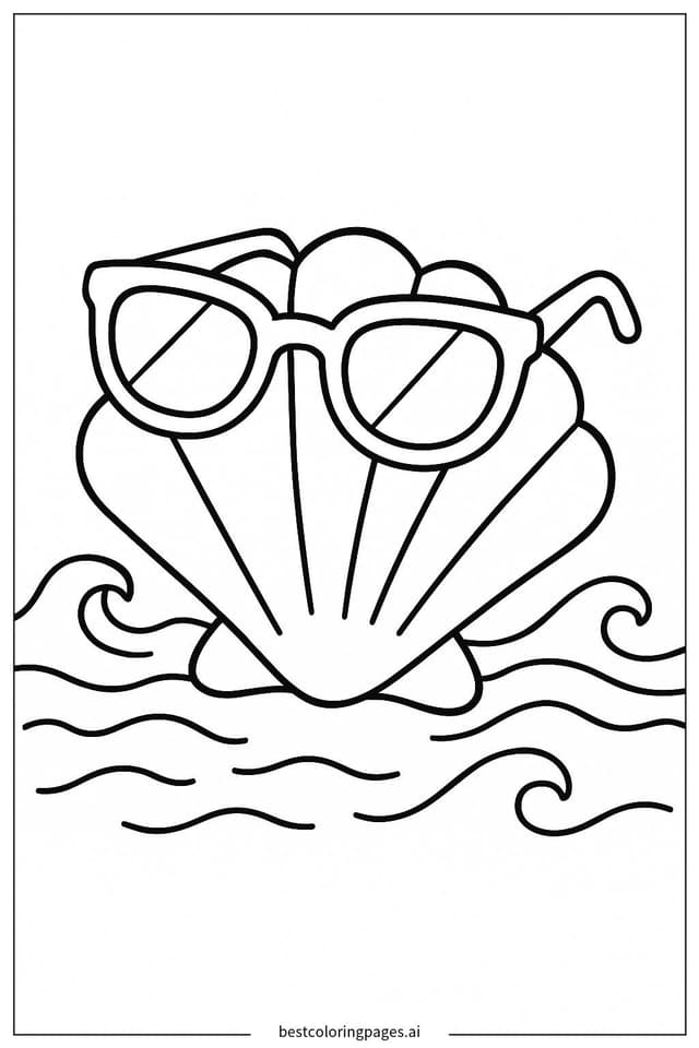 Sonnenbrille auf Muschel Ausmalbilder