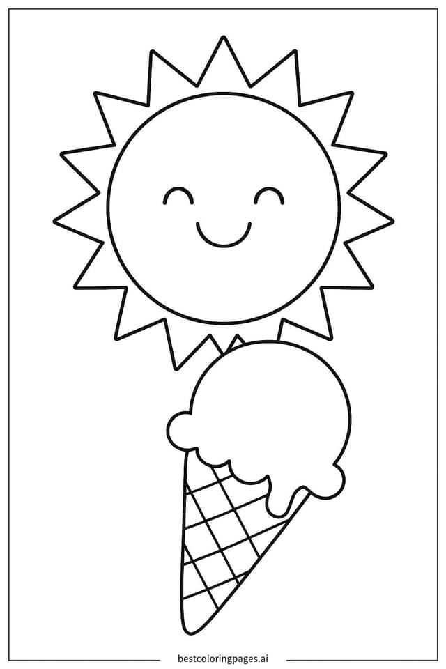 Sonnenschein und Eiscreme Ausmalbilder