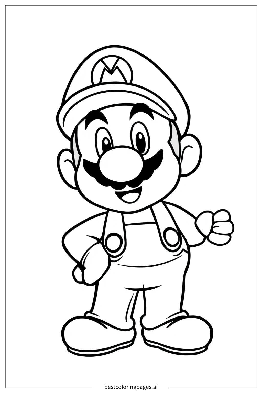 Super Mushroom Beside Mario Coloring Page