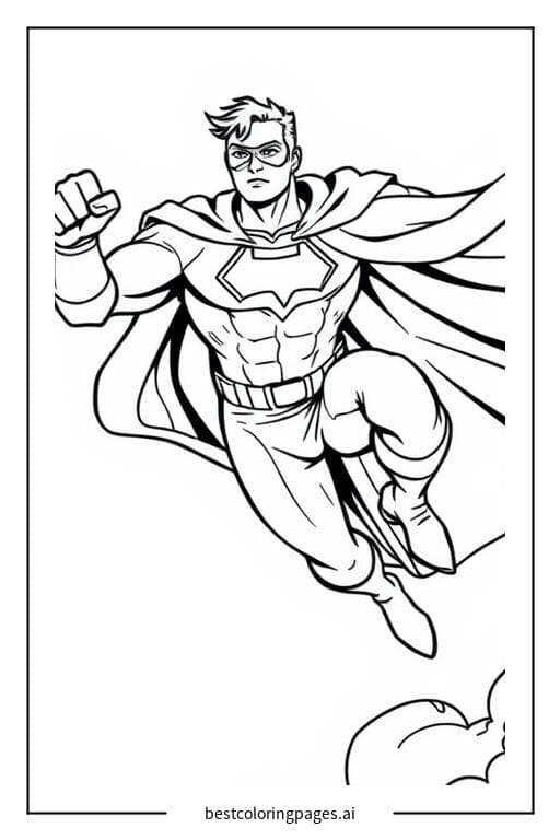 Superhero Soaring in the Sky Coloring Pages