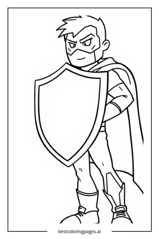 Superhero with a Shield Coloring Pages