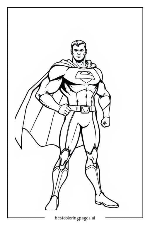 Heroic Superhero Pose Coloring Pages