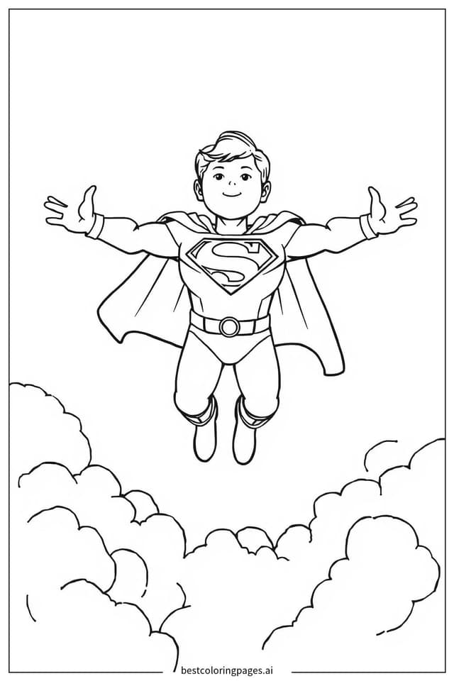 Coloriage Superman volant dans le ciel