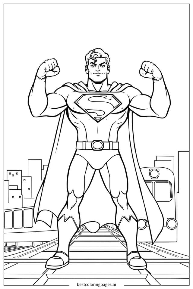 Coloriage Superman arrêtant un train