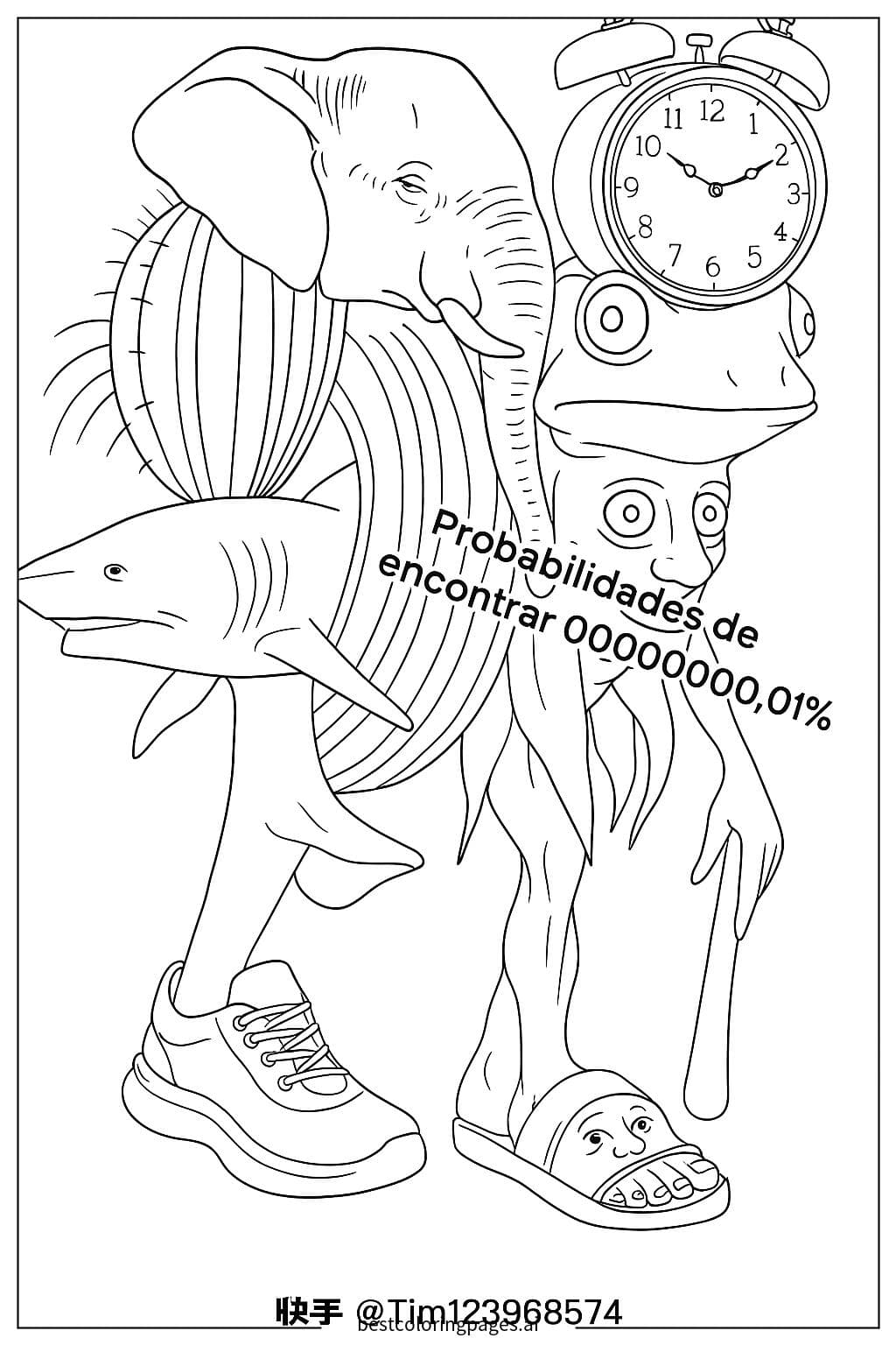 Dibujos de Collage de criaturas surrealistas para Colorear