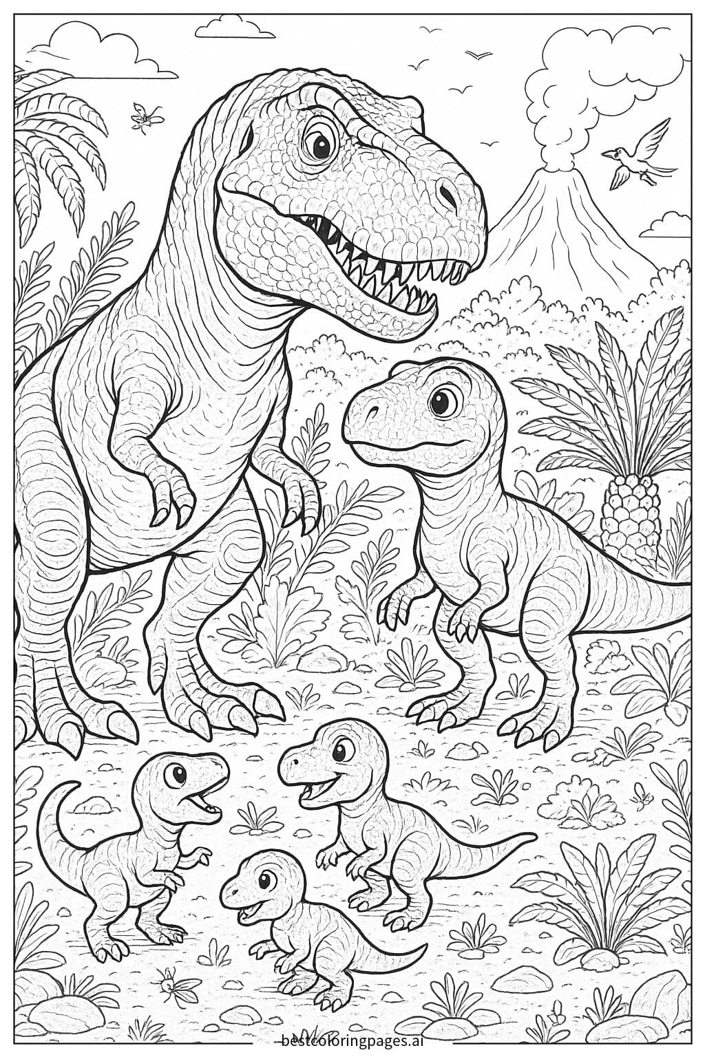 T-Rex Family with Baby Dinosaurs
