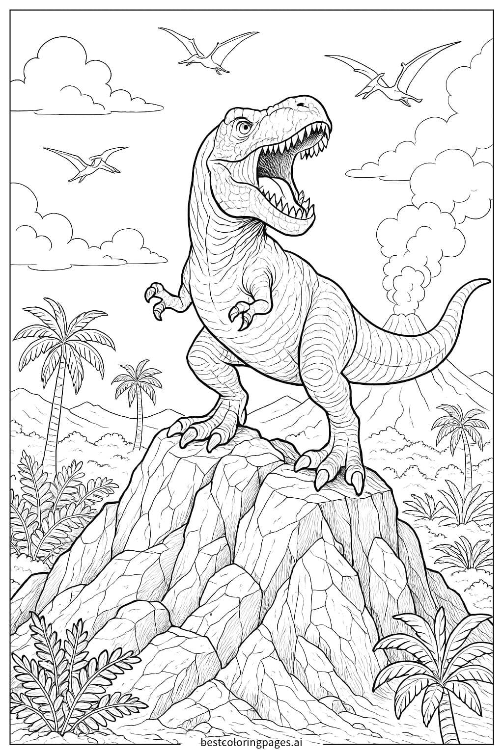 T-Rex Roaring on a Mountain