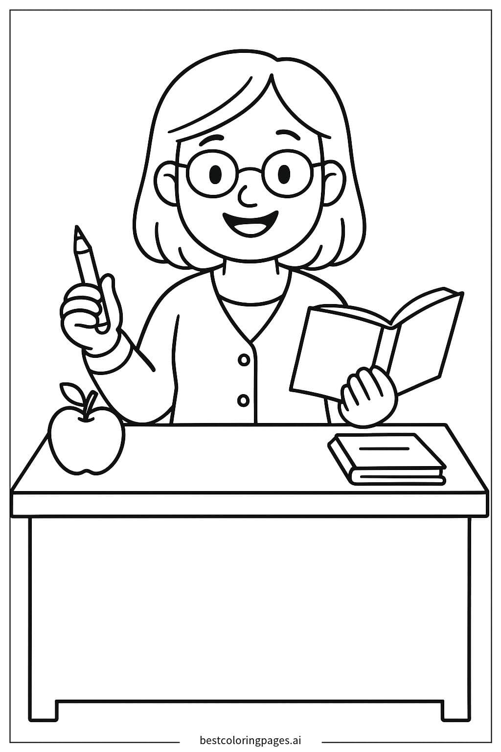 Teacher at the School Desk