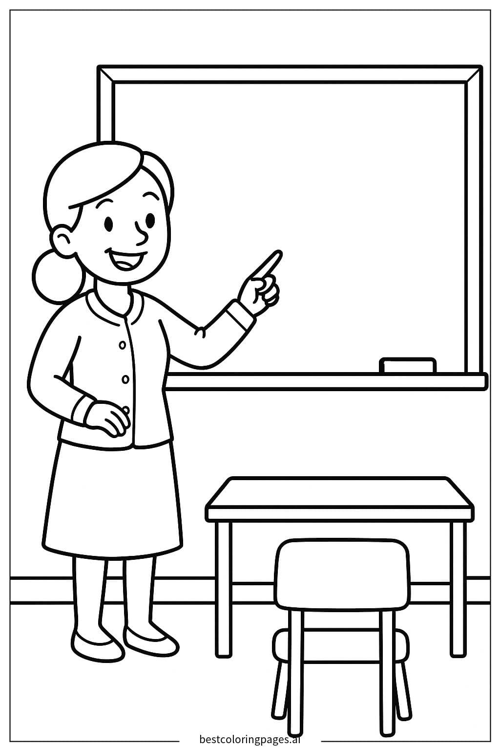Teacher Pointing at the Blackboard